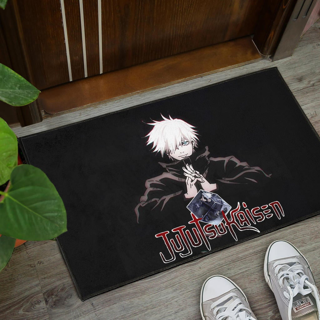 Jujutsu Kaisen Anime Door Mat Cool Satoru Gojo Holding Eye Rubik Prison Realm Door Mat Home Decor
