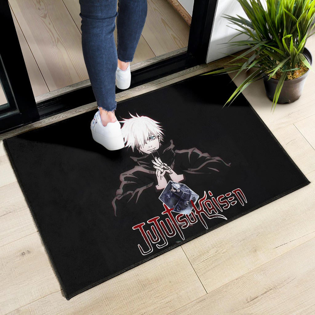 Jujutsu Kaisen Anime Door Mat Cool Satoru Gojo Holding Eye Rubik Prison Realm Door Mat Home Decor