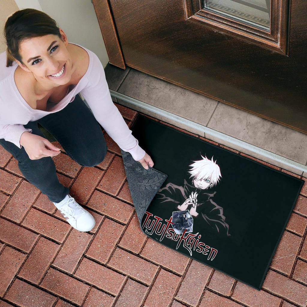 Jujutsu Kaisen Anime Door Mat Cool Satoru Gojo Holding Eye Rubik Prison Realm Door Mat Home Decor
