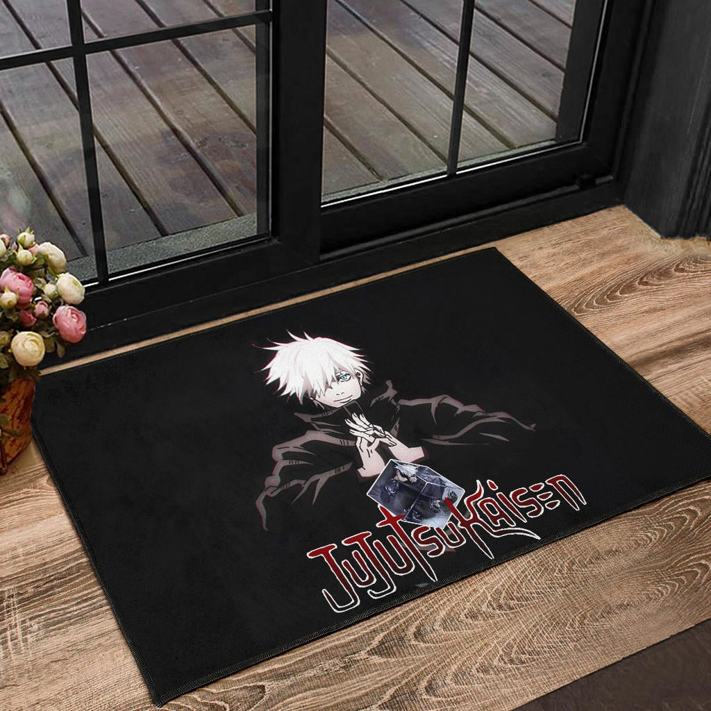 Jujutsu Kaisen Anime Door Mat Cool Satoru Gojo Holding Eye Rubik Prison Realm Door Mat Home Decor