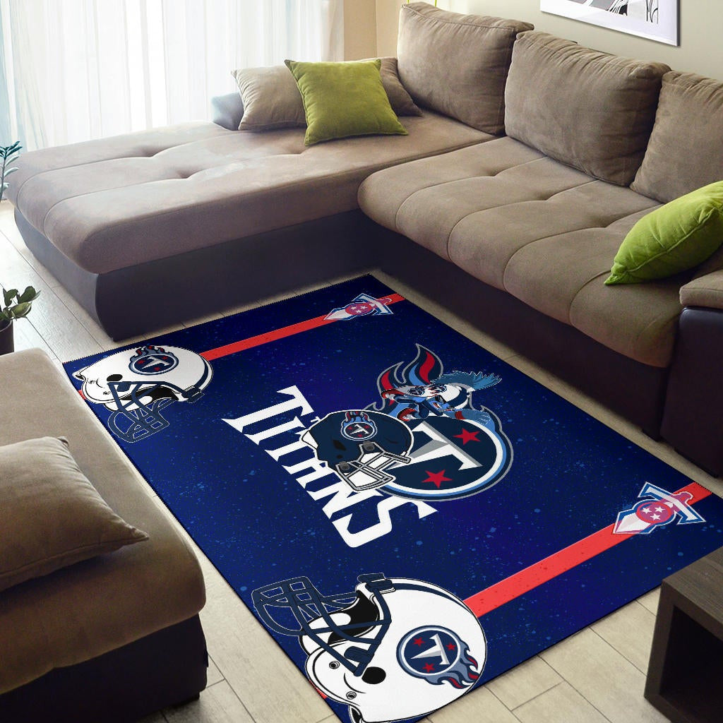 Tennessee Titans American Football Team Area Rug Little Player With Helmet Patterns Blue Galaxy Rugs Home Decor