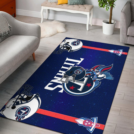 Tennessee Titans American Football Team Area Rug Little Player With Helmet Patterns Blue Galaxy Rugs Home Decor