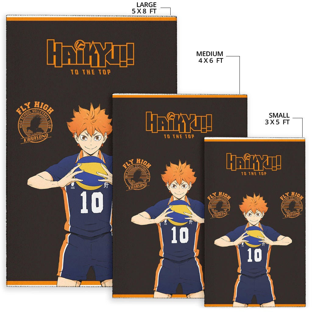 Haikyuu Anime Area Rug - Hinata Shoyo Smile Crow Fly High Rugs Home Decor