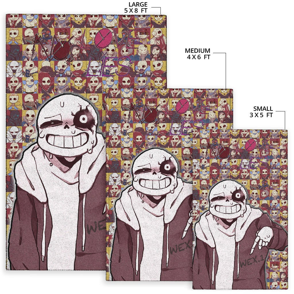 Valentine Area Rug - Sans Undertale Wearing Jacket Sweating No Love Lies Patterns Rugs Home Decor