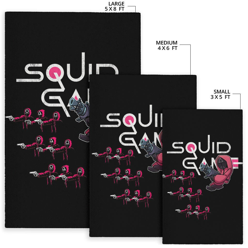 Squid Game Movie Area Rug Three Squid Workers Round Square Triangle Attack Rugs Home Decor