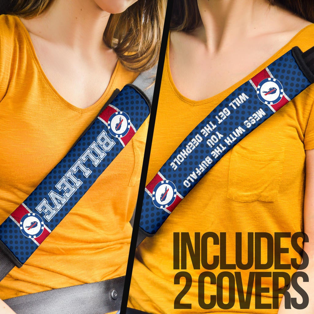 Buffalo Bills American Football Team Seat Belt Covers Billieve Mess With The Buffalo You Will Get The Deephole Belt Covers