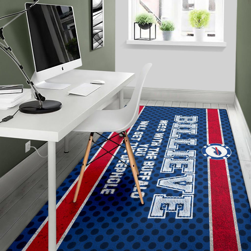 Buffalo Bills American Football Team Area Rug Billieve Mess With The Buffalo You Will Get The Deephole Rugs Home Decor