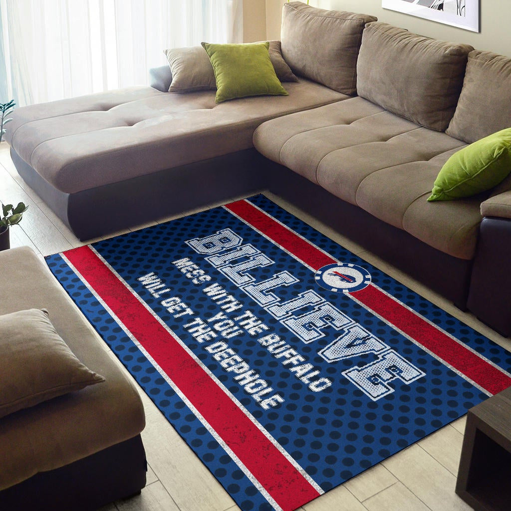 Buffalo Bills American Football Team Area Rug Billieve Mess With The Buffalo You Will Get The Deephole Rugs Home Decor