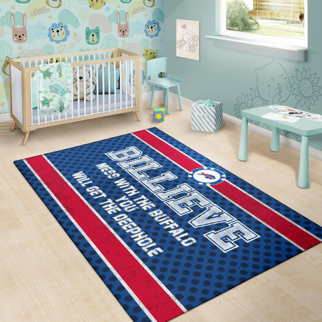 Buffalo Bills American Football Team Area Rug Billieve Mess With The Buffalo You Will Get The Deephole Rugs Home Decor