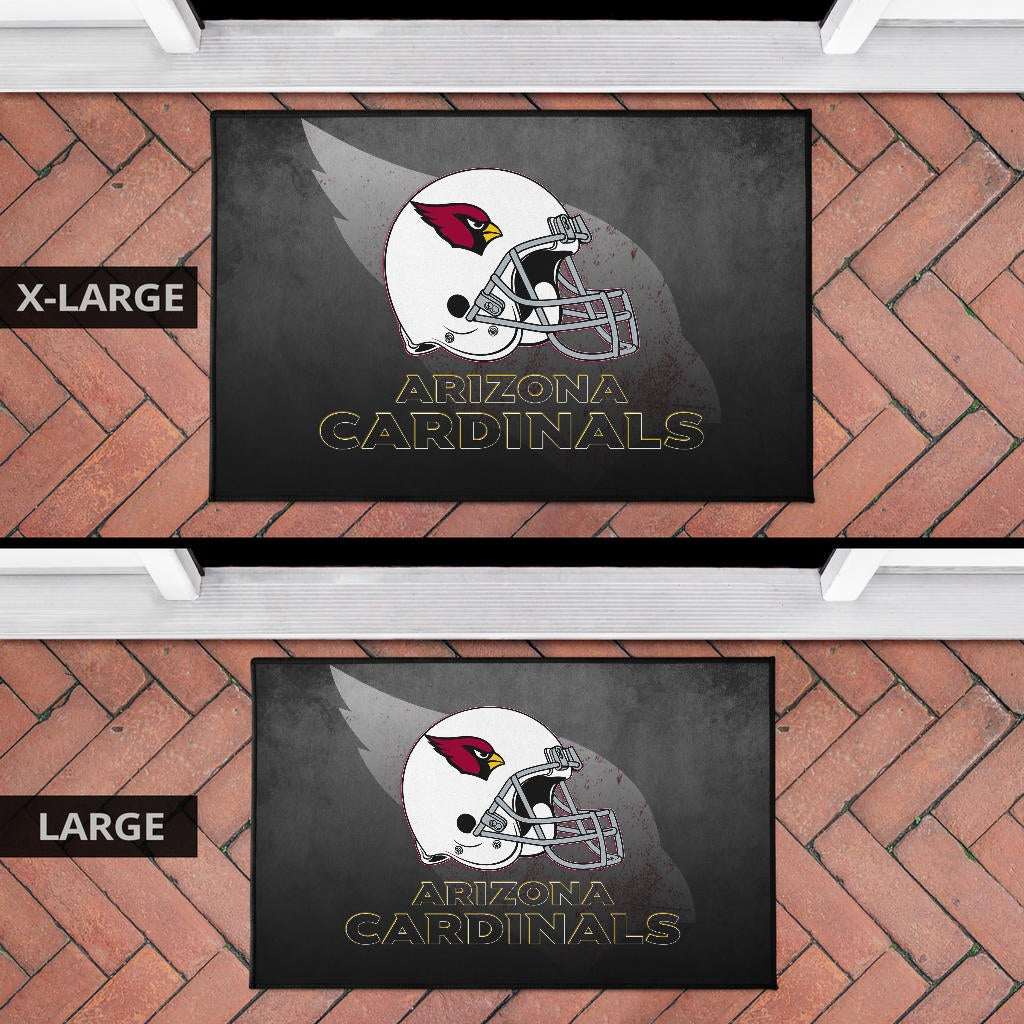 American Football Team Door Mat - Arizona Cardinals Grey Silhouette White Helmet Door Mat Home Decor