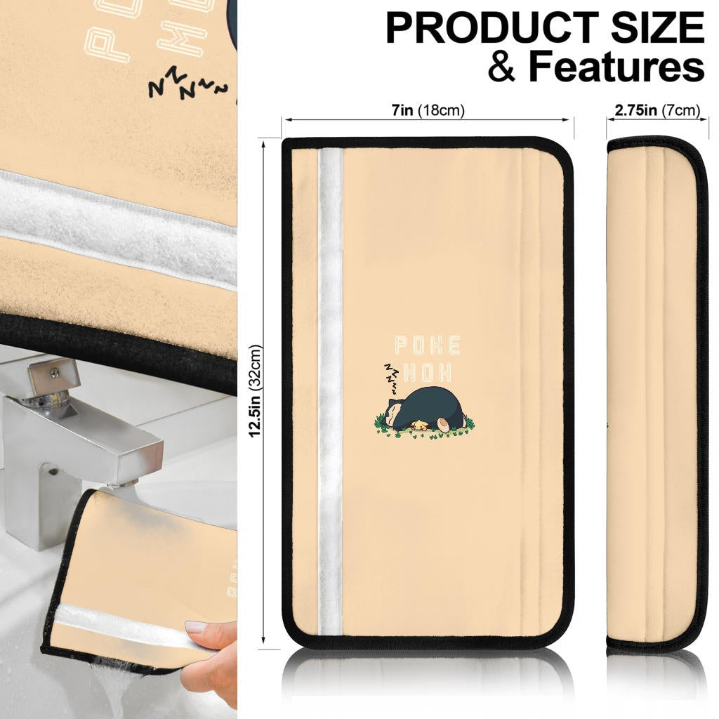 Pokemon Anime Seat Belt Covers Snorlax Sleeping On Tiny Pikachu Belt Covers