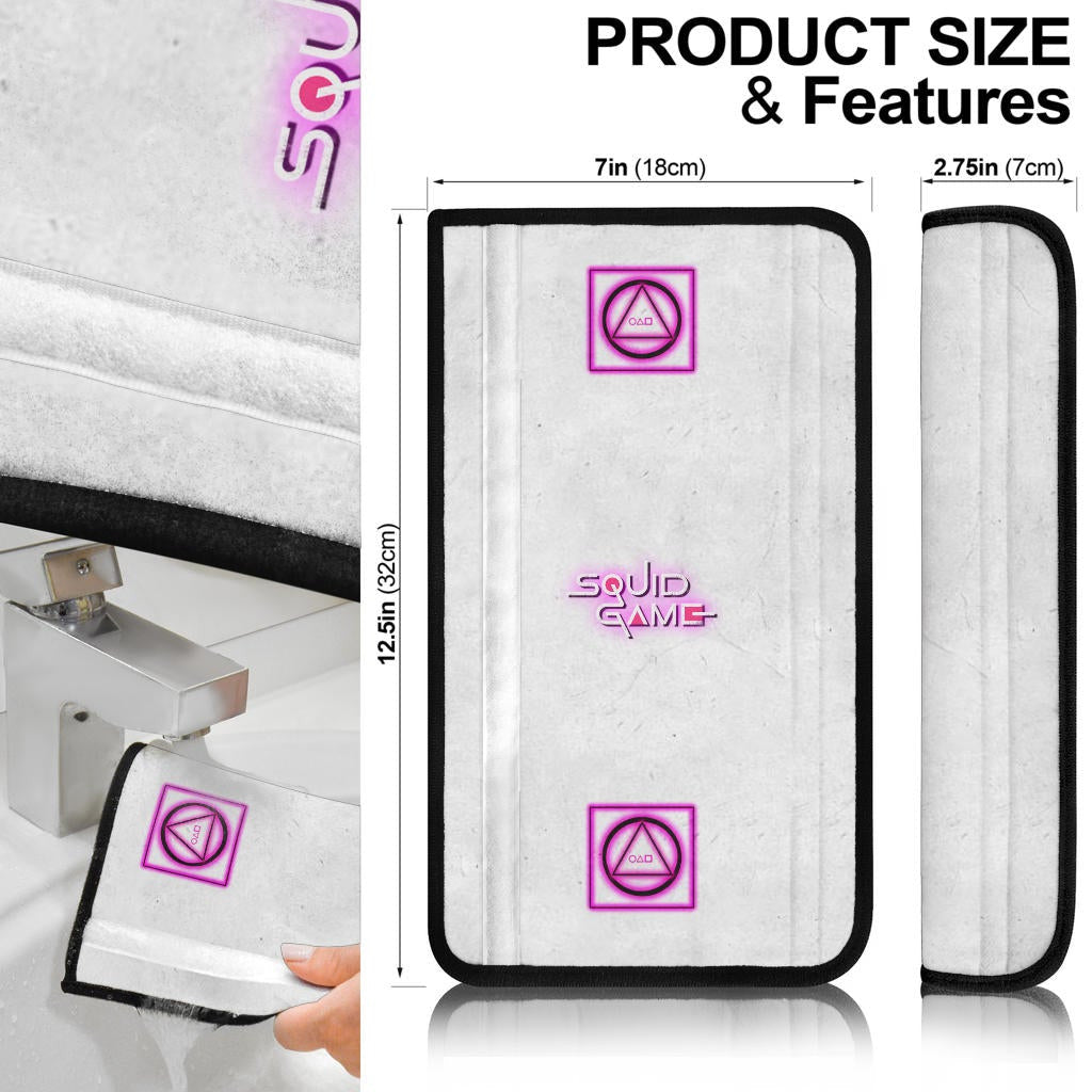 Squid Game Movie Seat Belt Covers Neon Round Square Triangle Shape Squid Game Text Font Belt Covers