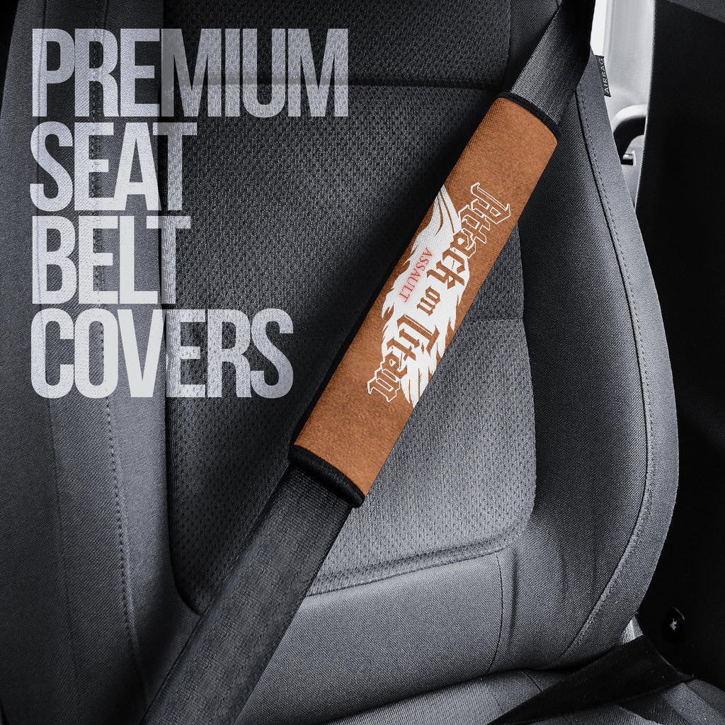 Attack On Titan Anime Seat Belt Covers AOT Mikasa Strong Fighting Wings Of Freedom Symbol Brown Belt Covers