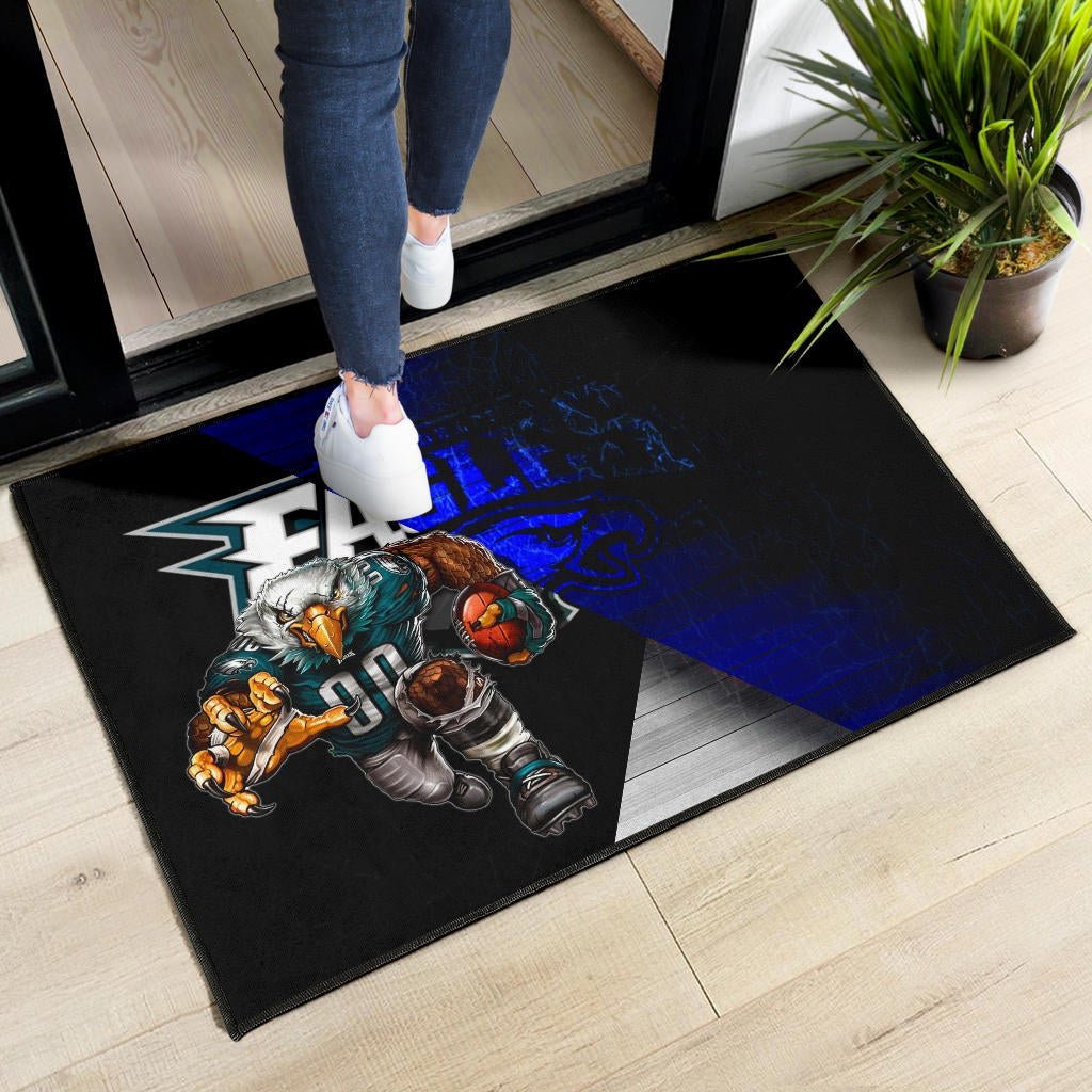 Philadelphia Eagles American Football Team Door Mat Muscle Artwork Eagle 00 Go Champions Blue And Black Door Mat Home Decor