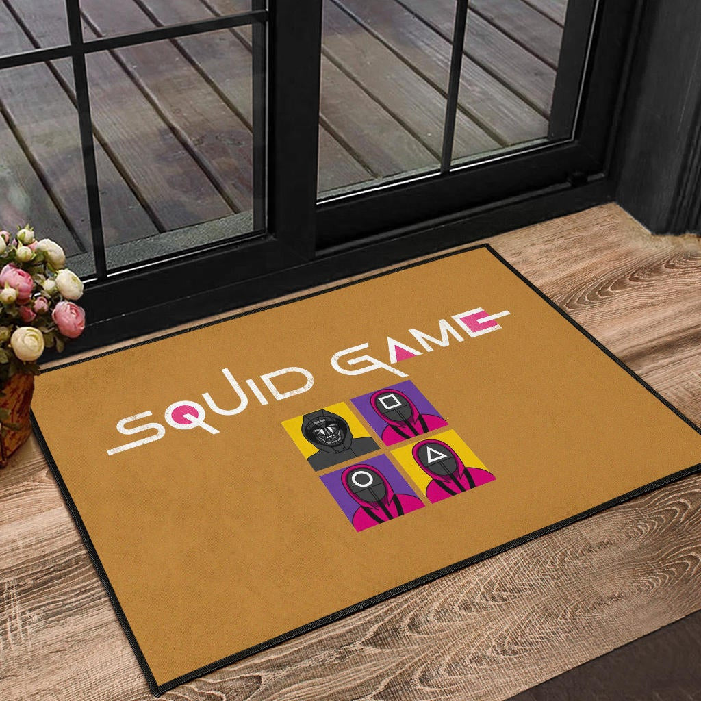 Squid Game Movie Door Mat - Squid Workers Round Square Triangle Face And Mask Boss Card Door Mat Home Decor