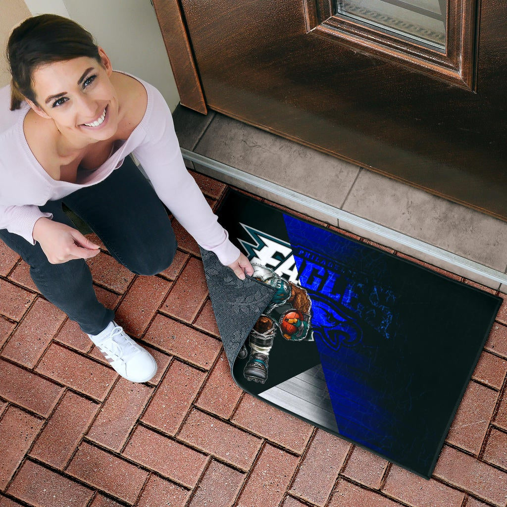 Philadelphia Eagles American Football Team Door Mat Muscle Artwork Eagle 00 Go Champions Blue And Black Door Mat Home Decor