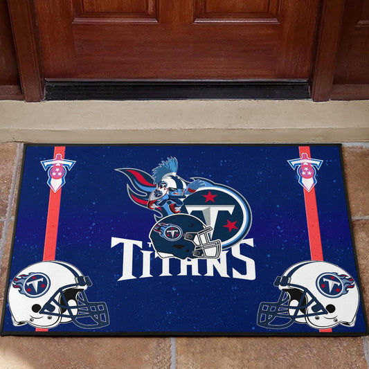 Tennessee Titans American Football Team Door Mat Little Player With Helmet Patterns Blue Galaxy Door Mat Home Decor