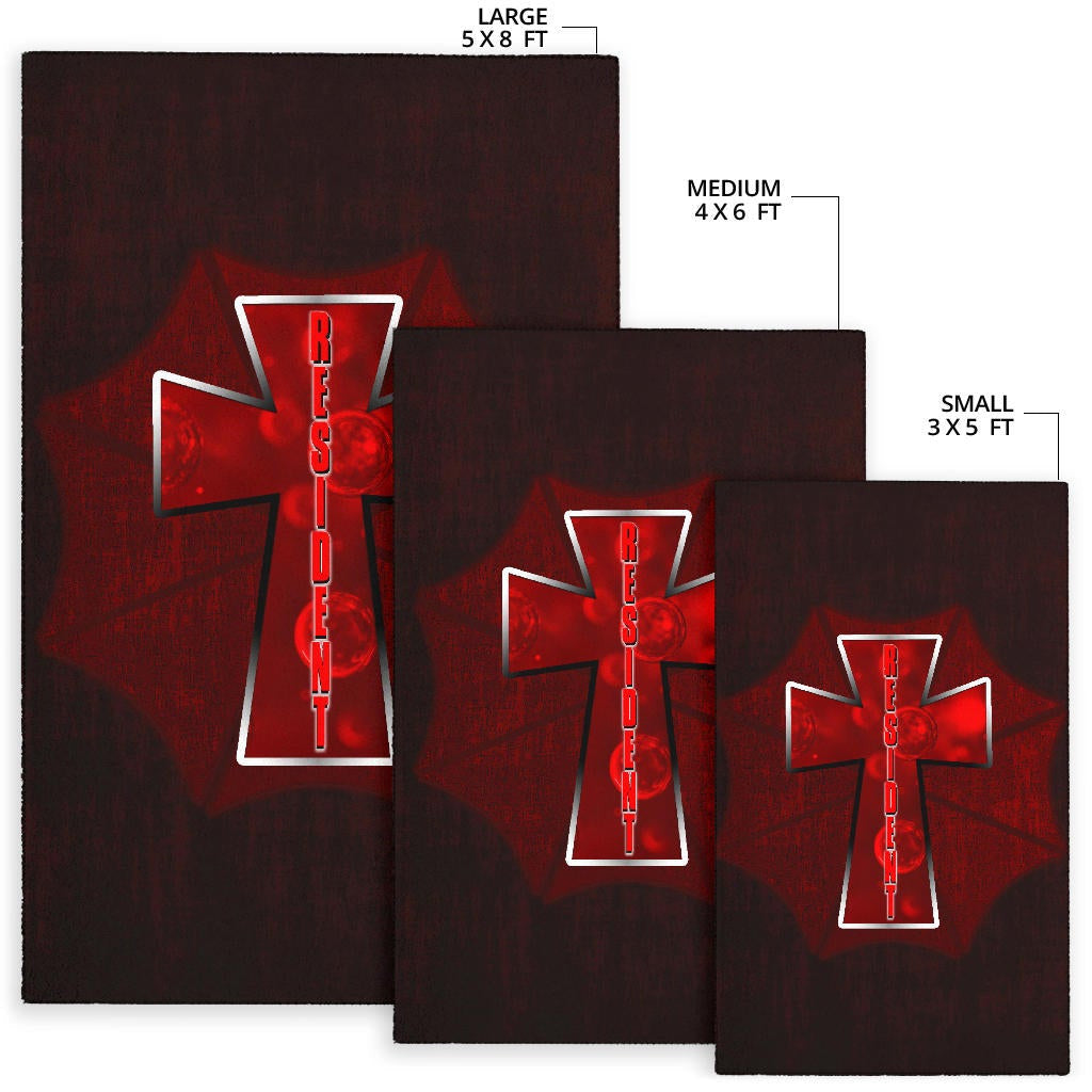 Resident Evil Game Area Rug - Red Umbrella Corporation With Blood In Cross Rugs Home Decor