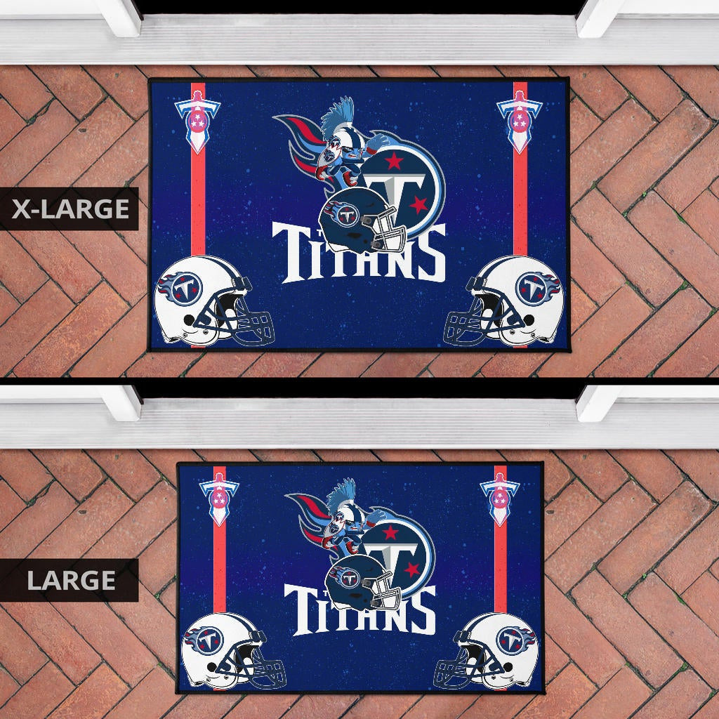 Tennessee Titans American Football Team Door Mat Little Player With Helmet Patterns Blue Galaxy Door Mat Home Decor