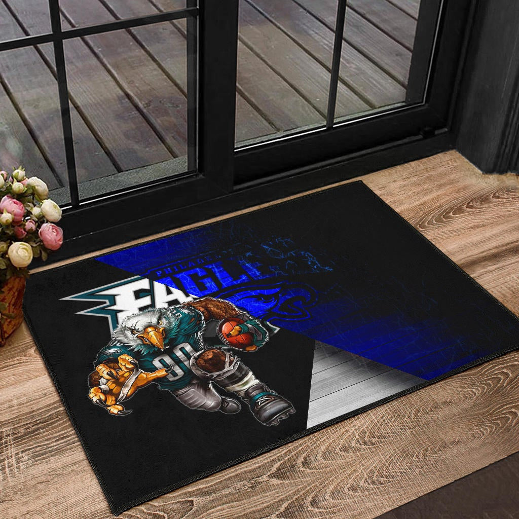 Philadelphia Eagles American Football Team Door Mat Muscle Artwork Eagle 00 Go Champions Blue And Black Door Mat Home Decor
