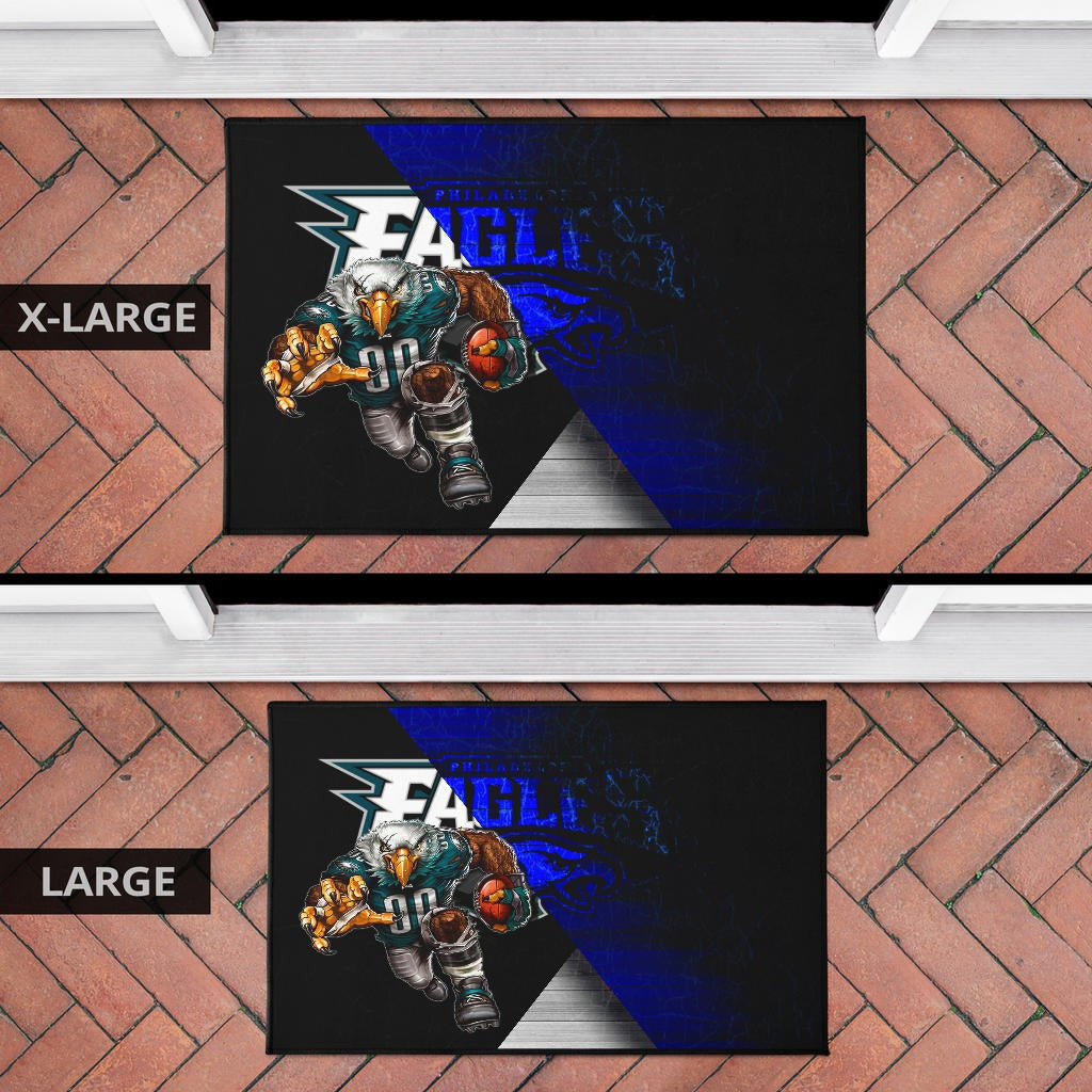 Philadelphia Eagles American Football Team Door Mat Muscle Artwork Eagle 00 Go Champions Blue And Black Door Mat Home Decor