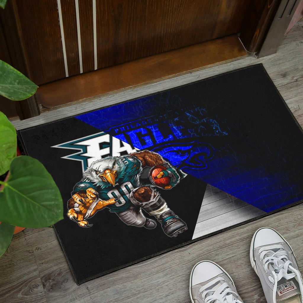 Philadelphia Eagles American Football Team Door Mat Muscle Artwork Eagle 00 Go Champions Blue And Black Door Mat Home Decor