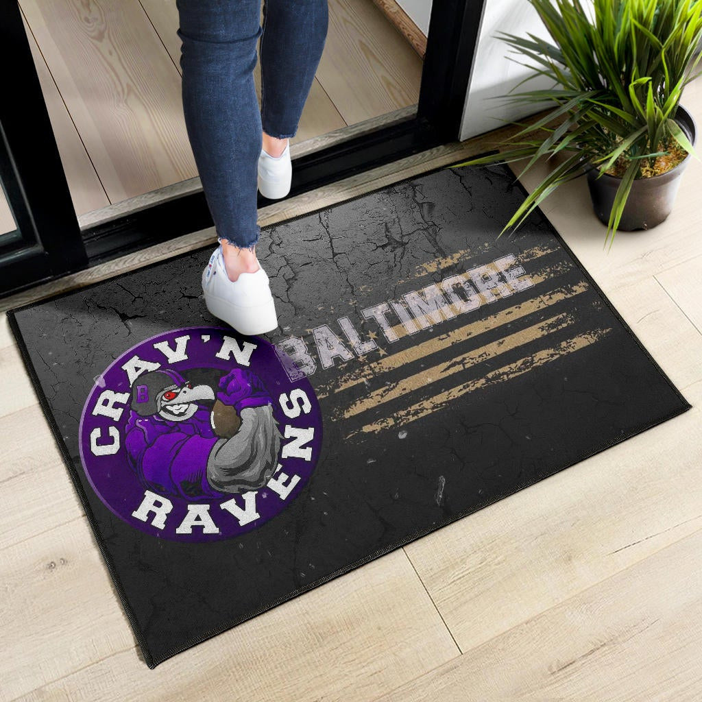 Baltimore Ravens American Football Team Door Mat Crazy Muscle Raven Smiling Broken Grey Wall Door Mat Home Decor