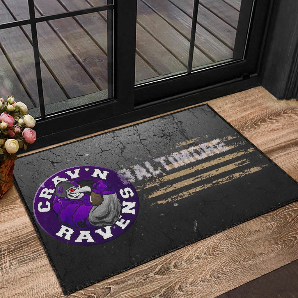 Baltimore Ravens American Football Team Door Mat Crazy Muscle Raven Smiling Broken Grey Wall Door Mat Home Decor