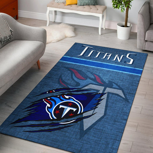 Tennessee Titans American Football Team Area Rug Flaming Ball Under Claw Scratches Fabric Background Rugs Home Decor