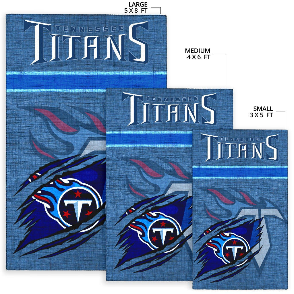 Tennessee Titans American Football Team Area Rug Flaming Ball Under Claw Scratches Fabric Background Rugs Home Decor