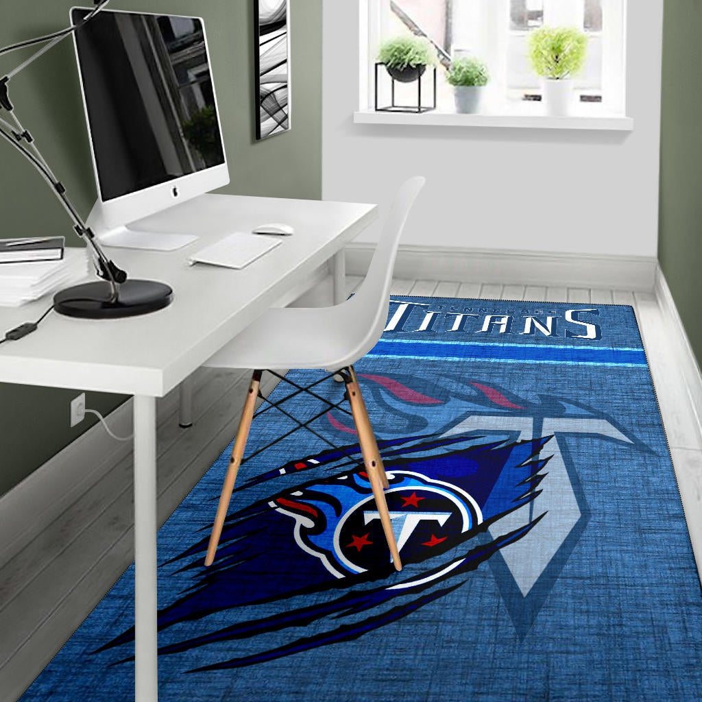 Tennessee Titans American Football Team Area Rug Flaming Ball Under Claw Scratches Fabric Background Rugs Home Decor
