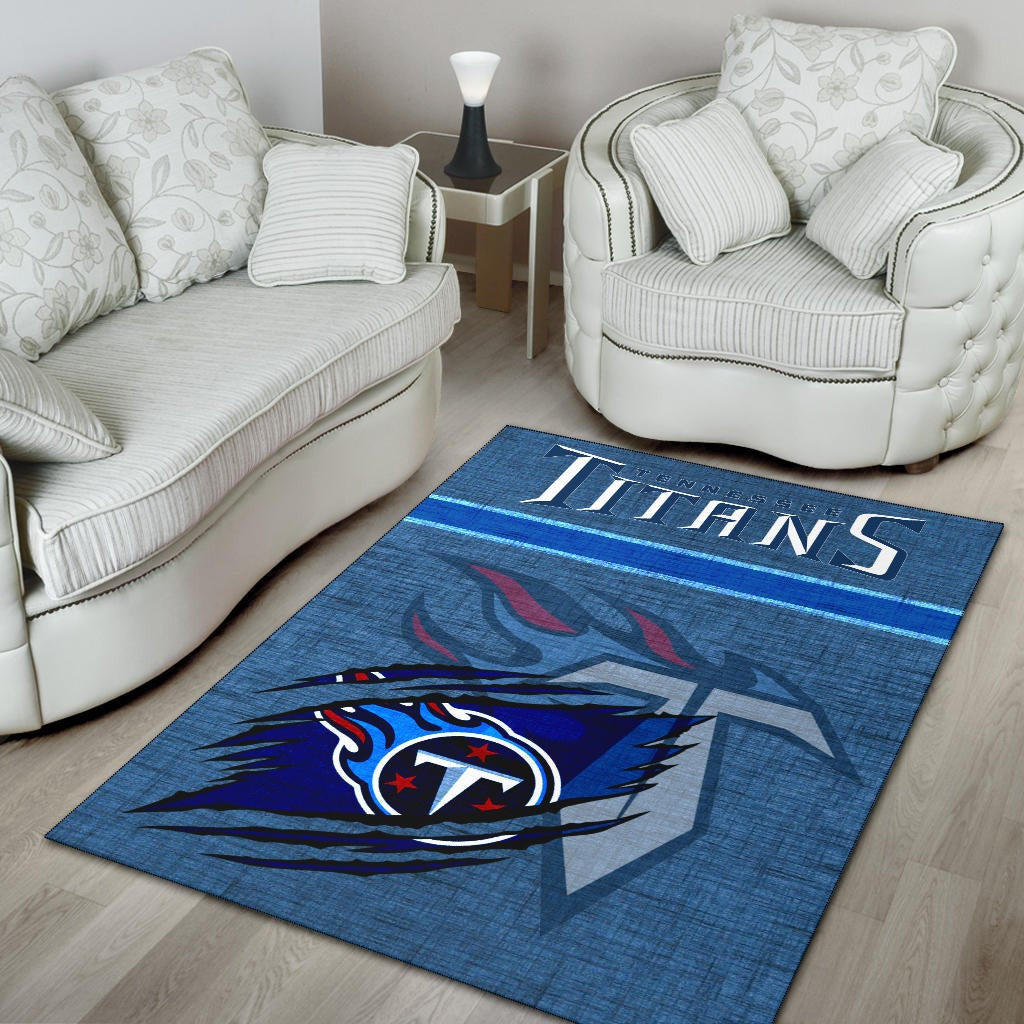 Tennessee Titans American Football Team Area Rug Flaming Ball Under Claw Scratches Fabric Background Rugs Home Decor
