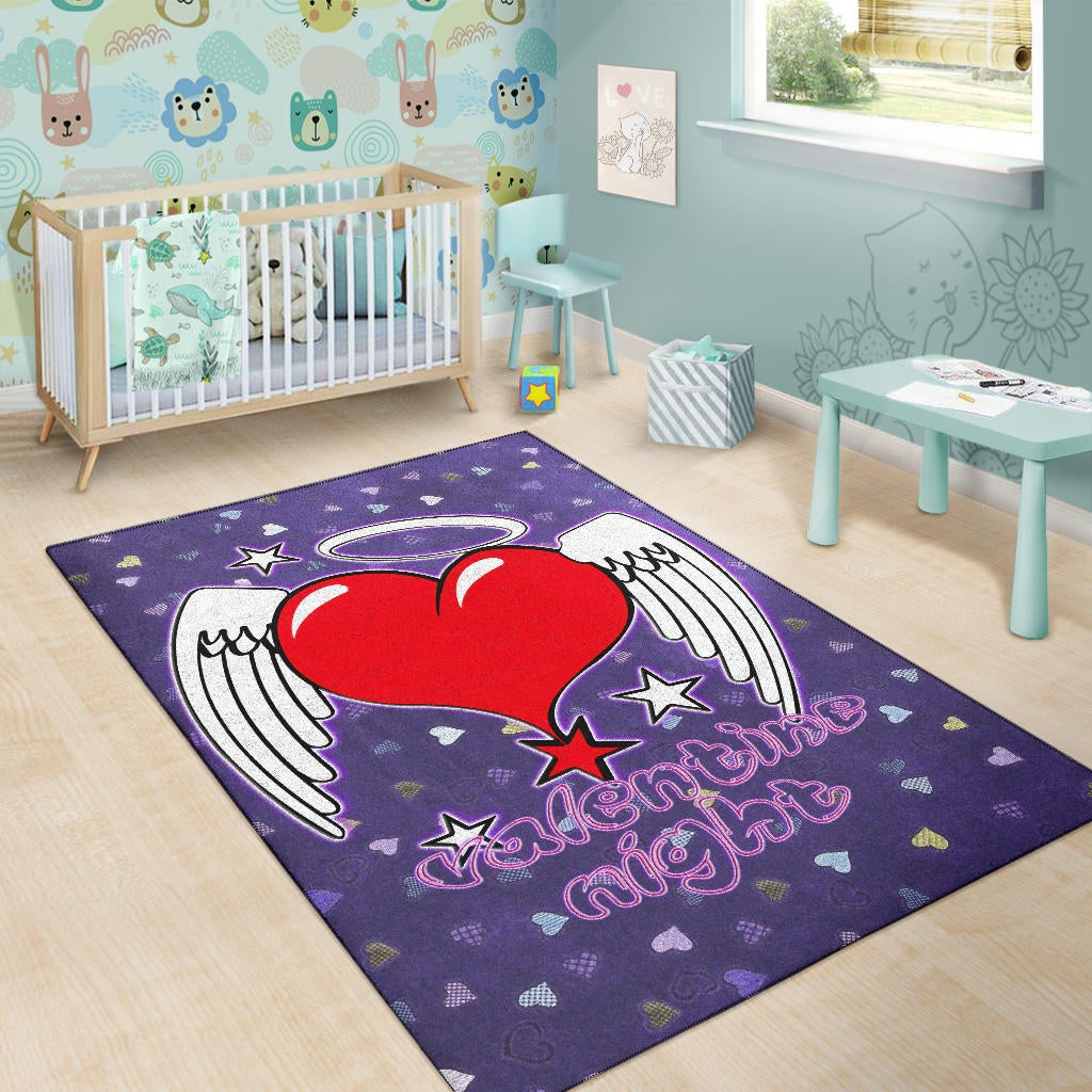 Valentine Area Rug Heart Wings With Halo Romantic Valentine Night Rugs Home Decor NT121106
