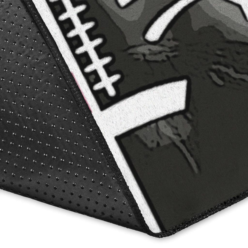 Buffalo Bills American Football Team Area Rug Human Shield With Rugby Ball Buffalo Silhouette Patterns Rugs Home Decor