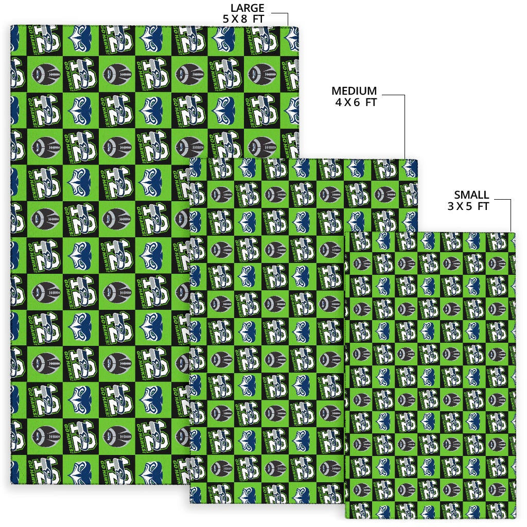 American Football Team Area Rug - Seattle Seahawks Go 12 Rugby Square Patterns Rugs Home Decor