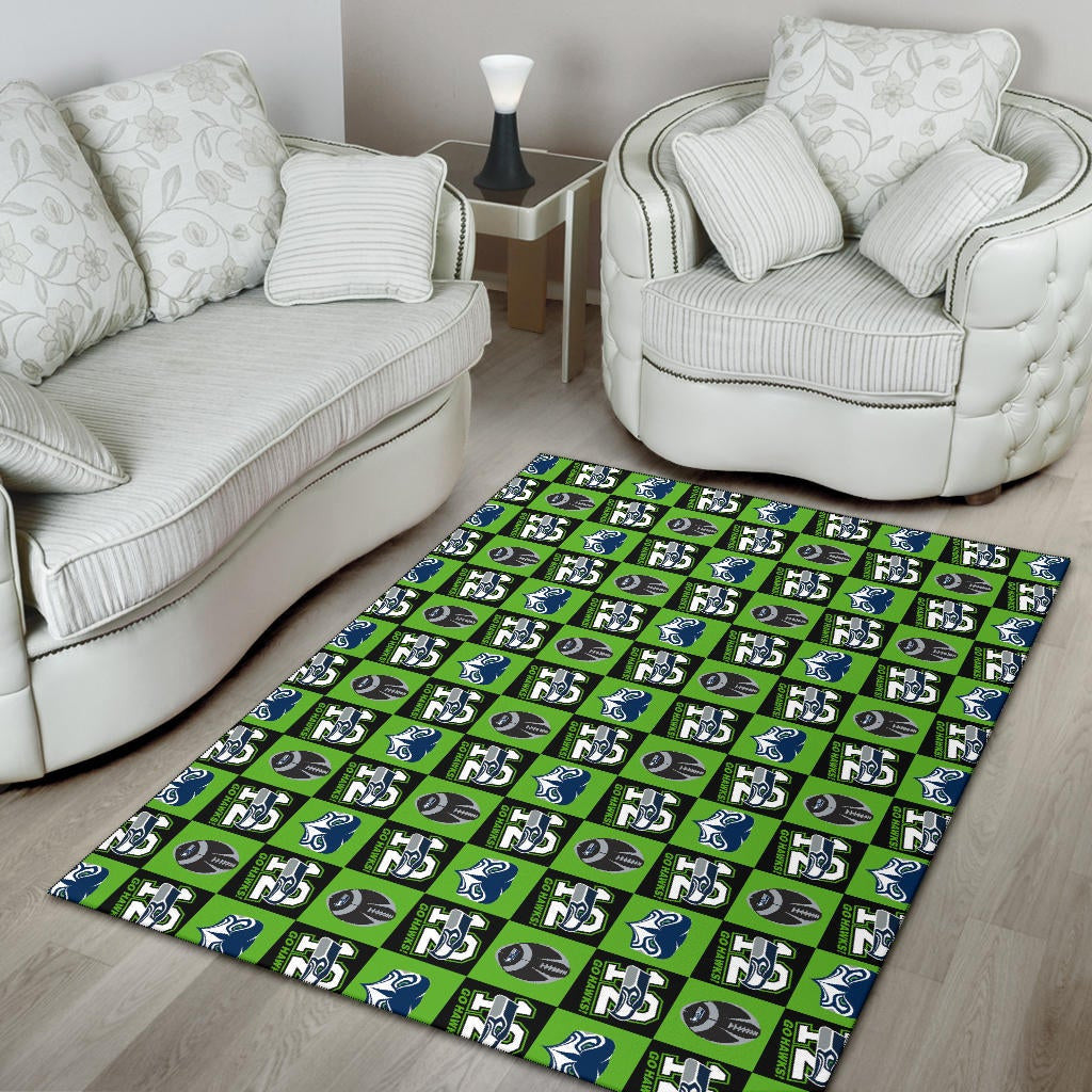 American Football Team Area Rug - Seattle Seahawks Go 12 Rugby Square Patterns Rugs Home Decor