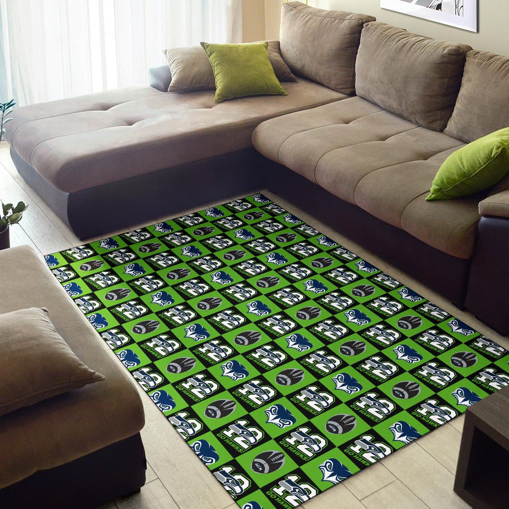 American Football Team Area Rug - Seattle Seahawks Go 12 Rugby Square Patterns Rugs Home Decor