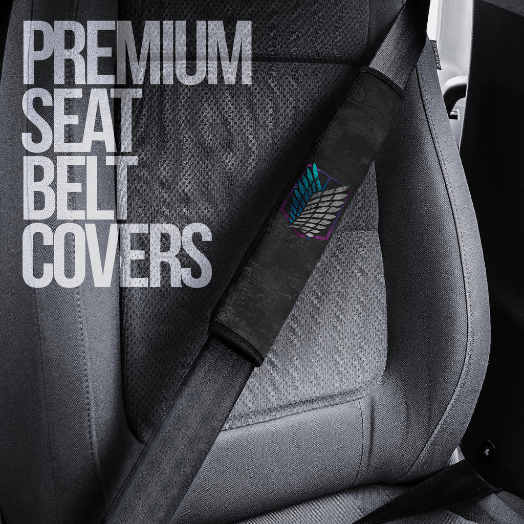 Attack On Titan Anime Seat Belt Covers - Levi Ackerman Fighting Black Chains Wings Of Freedom Symbol Belt Covers