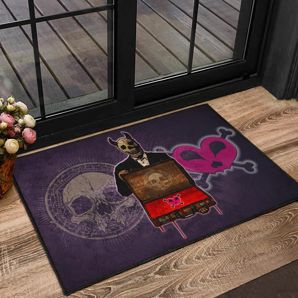 Skull Door Mat - Choose A Sign Skeleton Satan Wearing Suit Door Mat Home Decor