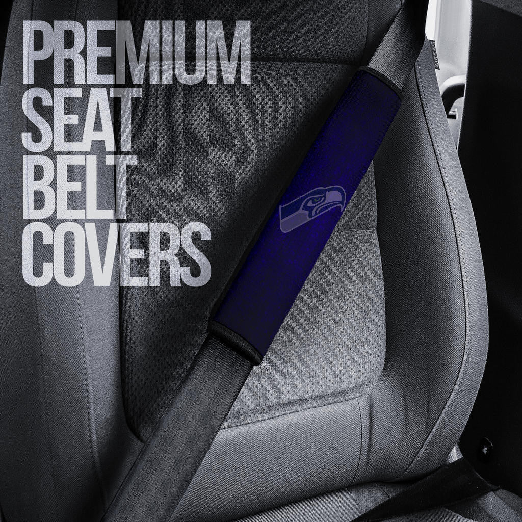 American Football Team Seat Belt Covers - Seattle Seahawks Shadow Head Dark Blue Belt Covers