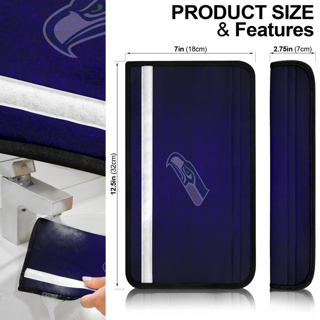 American Football Team Seat Belt Covers - Seattle Seahawks Shadow Head Dark Blue Belt Covers