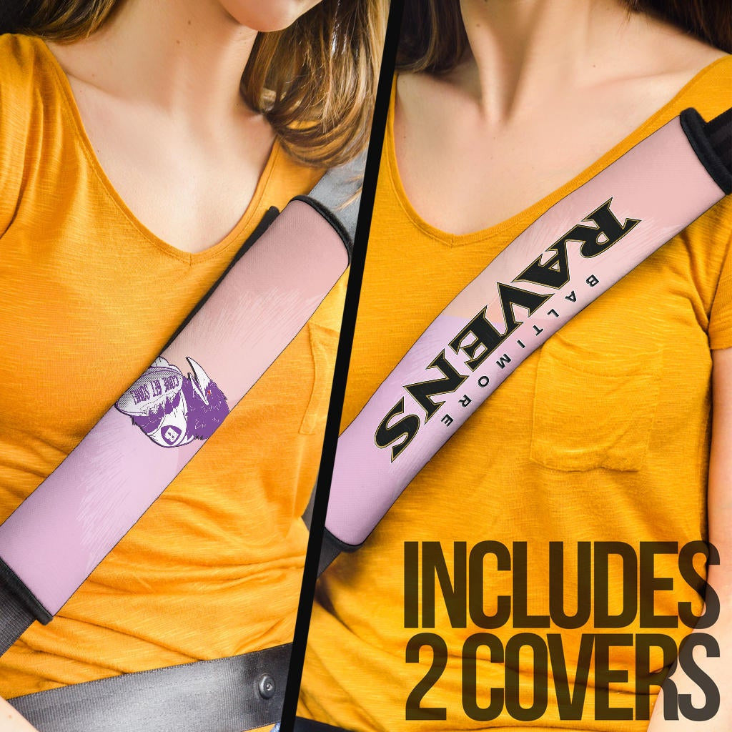 Baltimore Ravens American Football Team Seat Belt Covers Evil Purple Raven Silhouette Come Get Some Rugby Belt Covers