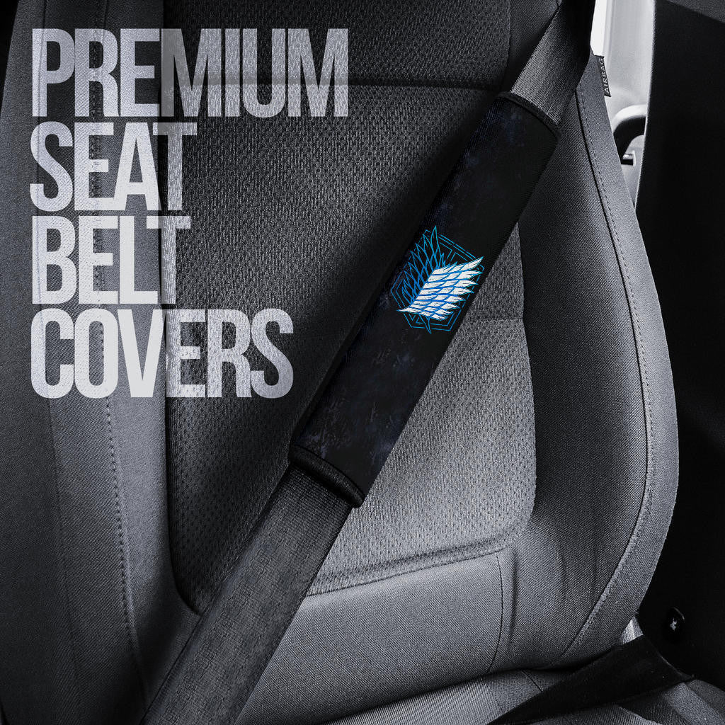 Attack On Titan Anime Seat Belt Covers AOT Angry Eren Titan Transforming Blue Wings Of Freedom Symbol Belt Covers