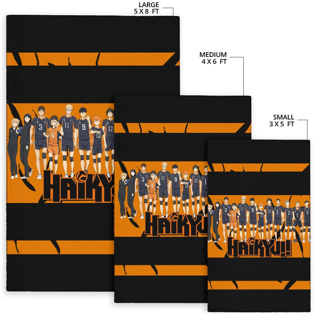 Haikyuu Anime Area Rug - Haikyuu Funny Volleyball Team Members Walking Rugs Home Decor