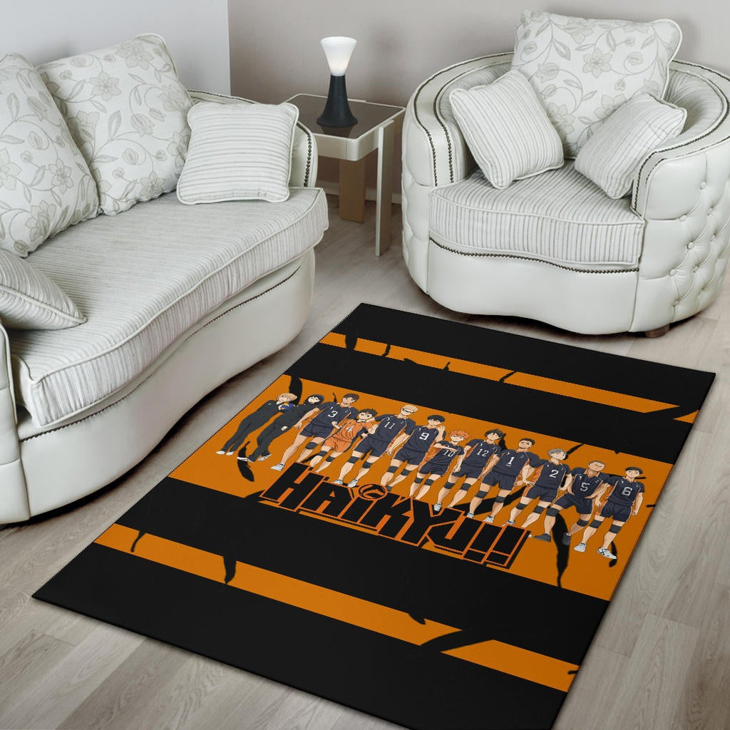 Haikyuu Anime Area Rug - Haikyuu Funny Volleyball Team Members Walking Rugs Home Decor
