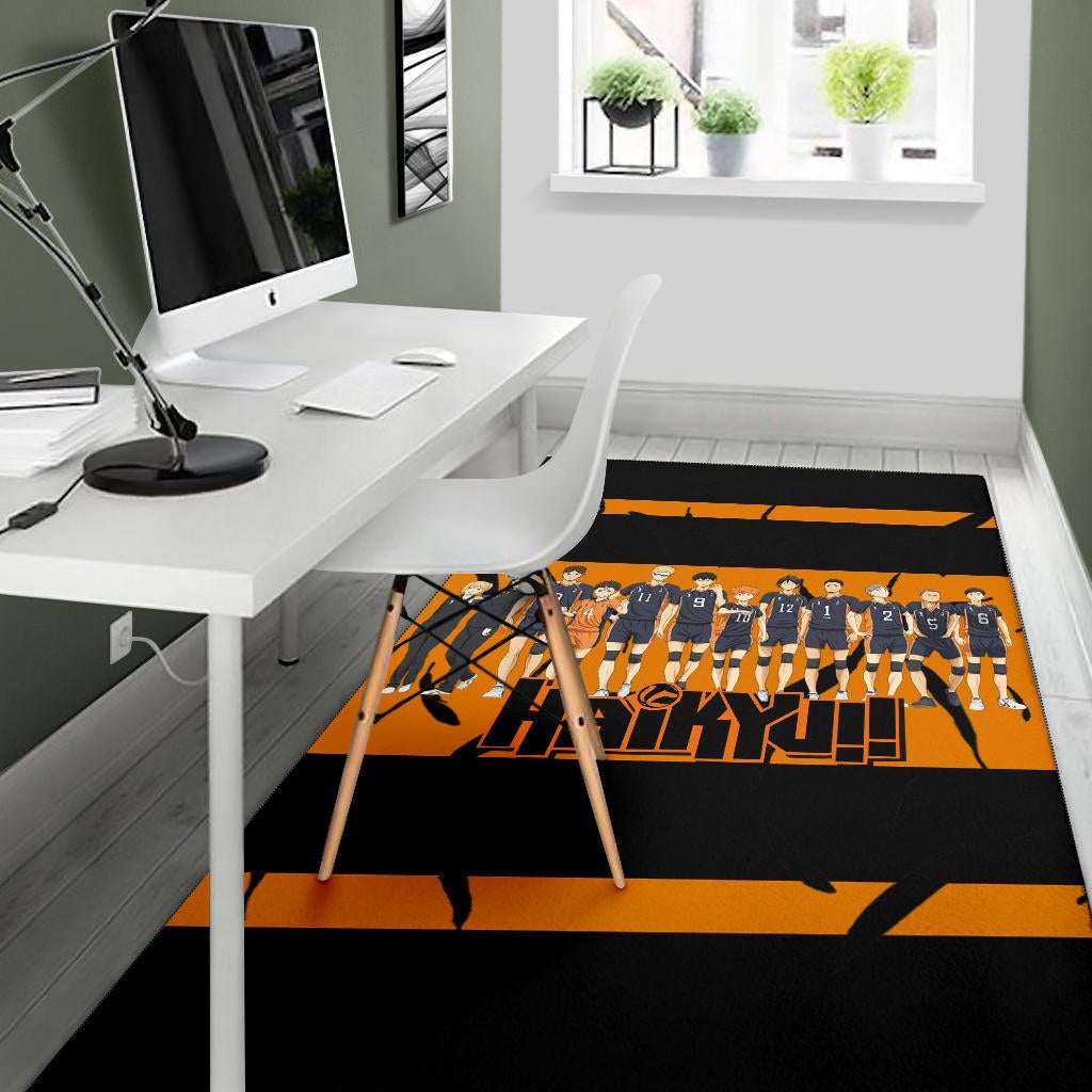 Haikyuu Anime Area Rug - Haikyuu Funny Volleyball Team Members Walking Rugs Home Decor