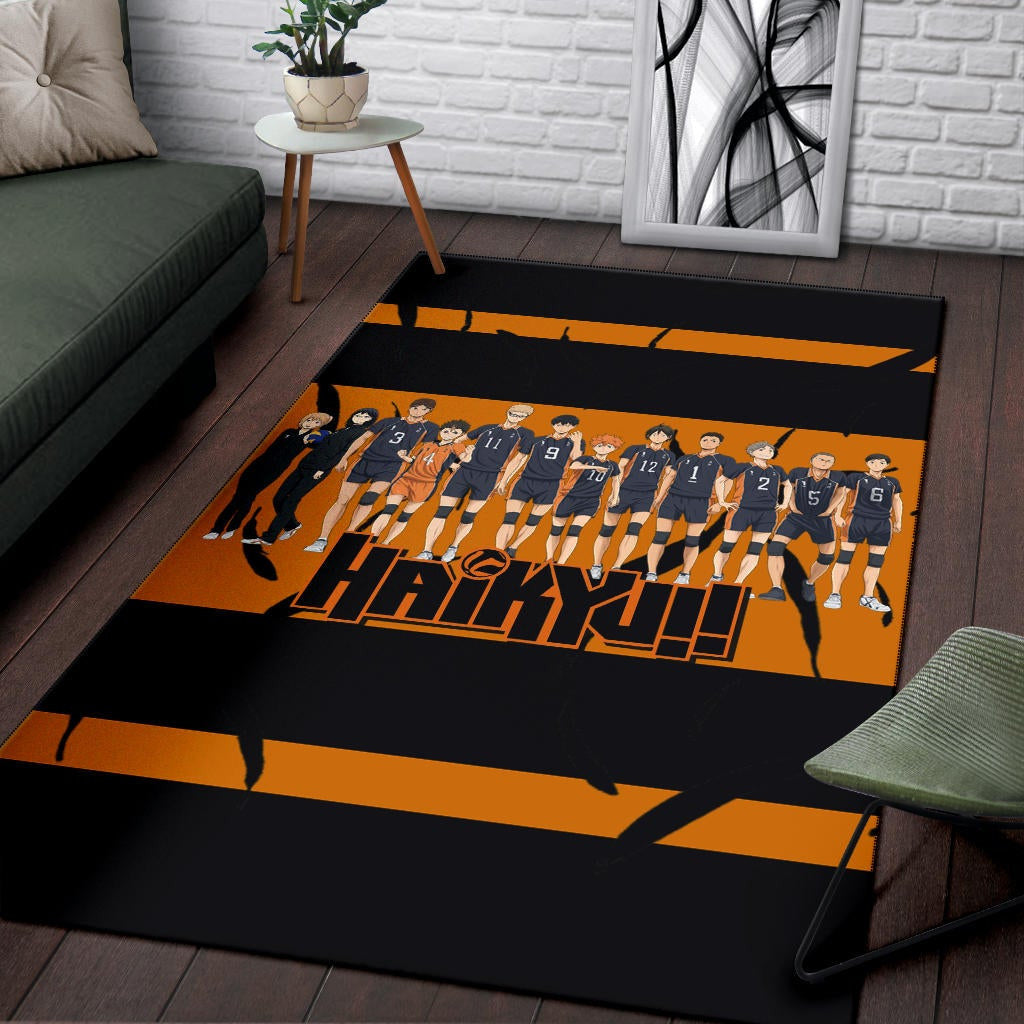 Haikyuu Anime Area Rug - Haikyuu Funny Volleyball Team Members Walking Rugs Home Decor