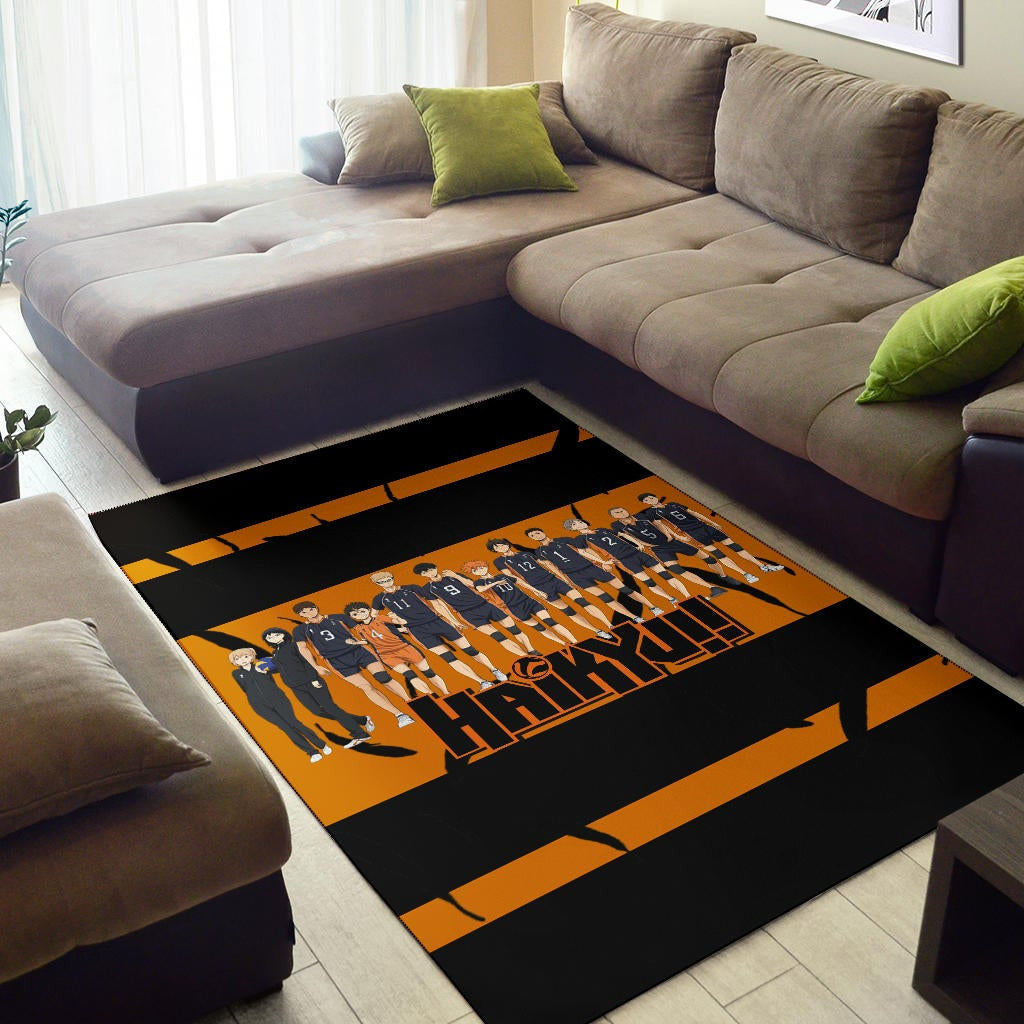 Haikyuu Anime Area Rug - Haikyuu Funny Volleyball Team Members Walking Rugs Home Decor