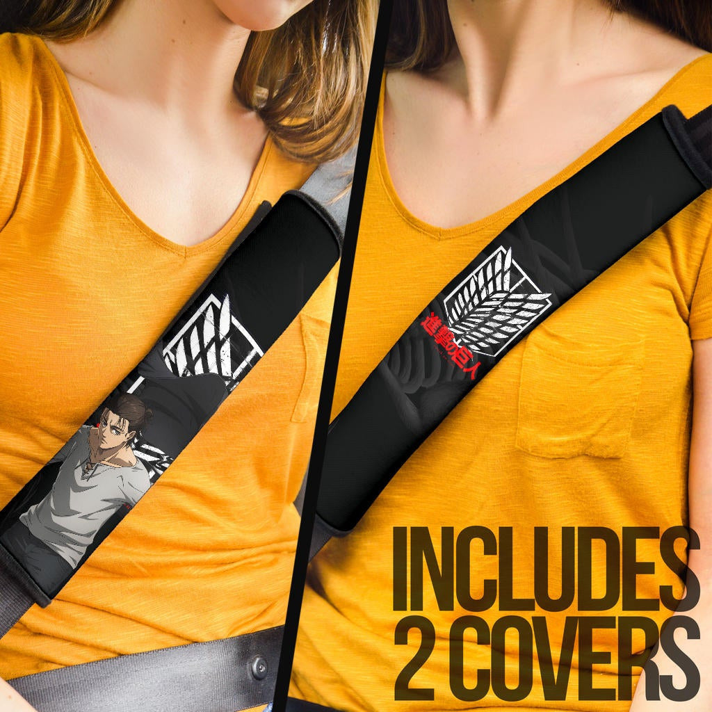 Attack On Titan Anime Seat Belt Covers - Eren Take Off Cloak Monster Skeleton Belt Covers