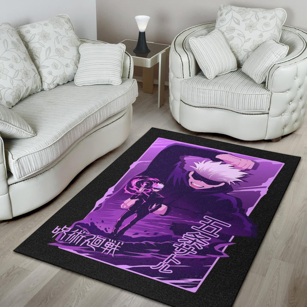 Jujutsu Kaisen Anime Area Rug Smiling Satoru Gojo Purple Power Rugs Home Decor